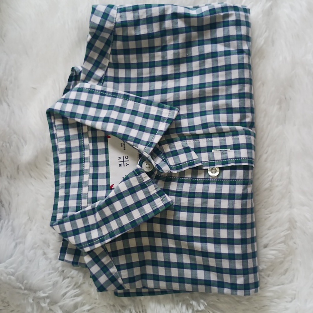 Blue and White Gingham Casual Button Down Shirt